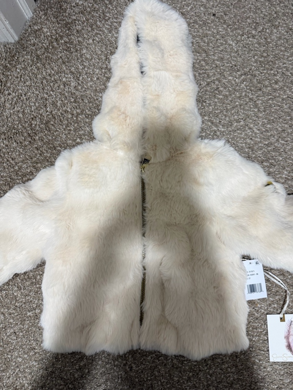 Jessica Simpson Kids Cream Faux Fur Hooded Puffer